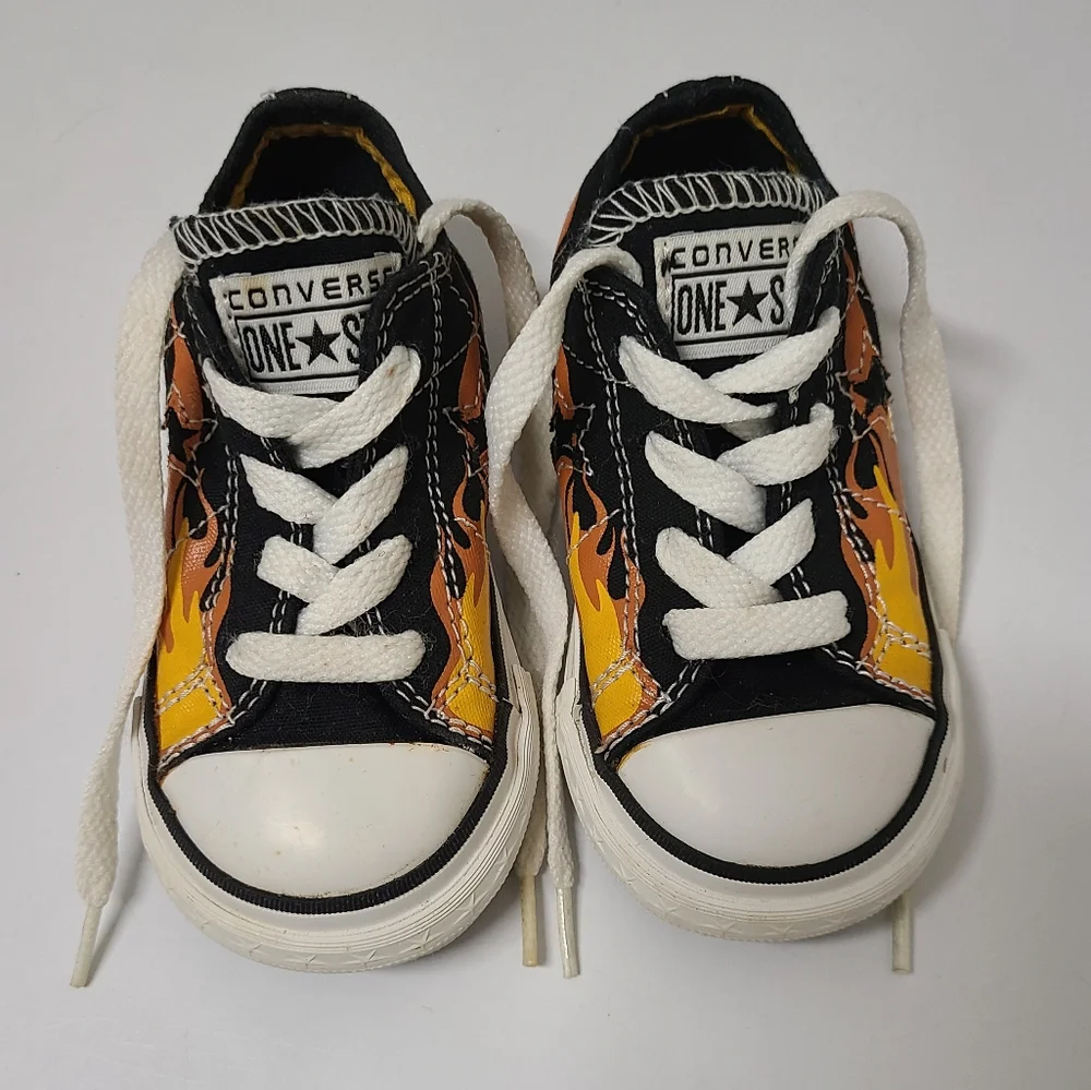 Converse One Star DX OX Black & Orange Flame Low Top Toddler Sneaker Sz Infant 6